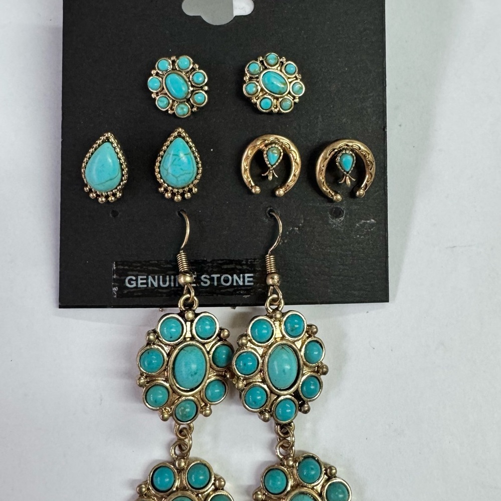 Shyanne Blue and Gold Ornate Earrings - Picture 3 of 3